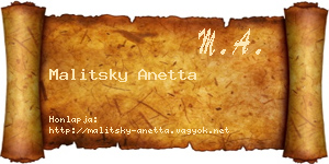 Malitsky Anetta névjegykártya